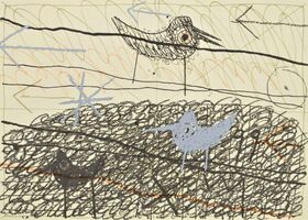 Pokrajina s tremi ptiči (v vinogradu)