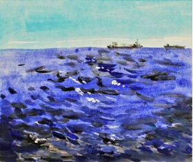 Premikanje, 2011, akril / papir, 21 x 23,4 cm