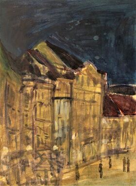 Mesto v noči, 2016, akril / papir, 27,8 x 21 cm